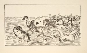 Alice zwemt in de Poel van Tranen, illustratie uit Alice